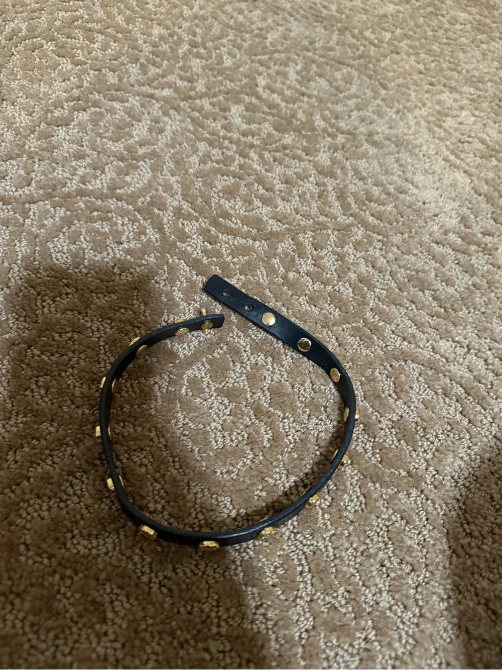 Tory Burch Black Double-Wrap Leather Bracelet with Gold Logo Studs